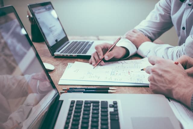 Professional working with data analytics